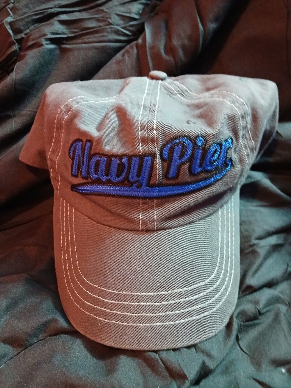Navy Pier Chicago Gray Hat Cap Embroidered Adjustable One Size Impact